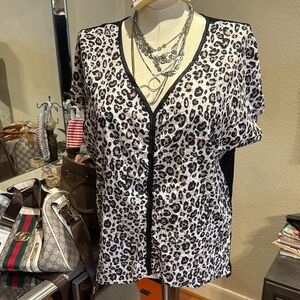 Leopard Print V-Neck Women's Top